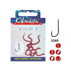 Крючок одинарный с поводком Gamakatsu BKD-5260B Red Worm 60см 10 шт.