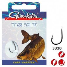 Крючок одинарный с поводком Gamakatsu BKD-3320G Carp 75см 10 шт.