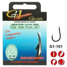 Крючок одинарный с поводком Gamakatsu G1-101 Feeder 75см 10 шт.