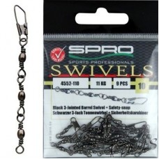 Вертлюг с карабином SPRO 3-Jointed Swivel + Safety — Snap