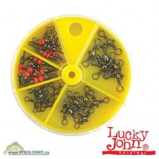 Вертлюги трехсторонние с бусин. Lucky John 30шт. набор