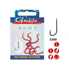 Крючок одинарный с поводком Gamakatsu BKS-5260R Red Worm 45см 10 шт.