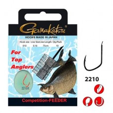 Крючок одинарный с поводком Gamakatsu BKS-2210R Breamfeeder 75см 10 шт.