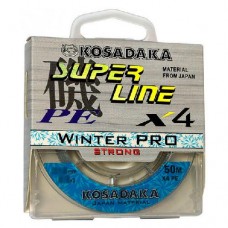 Леска плетеная зимняя Kosadaka Super Line PE X4 Winter Pro 50м голубая
