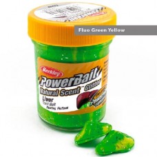 Паста форелевая Berkley Powerbait Natural Scent Glitter Trout Bait (50 г) Liver Fluo Green Yellow