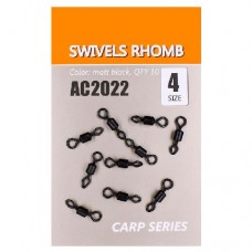 Вертлюги быстросъемные Orange Carp AC2022 Swivels rhomb (sz4, 10шт)