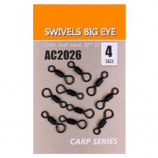 Вертлюги быстросъемные Orange Carp AC2026 Swivels big eye (sz4, 10шт)